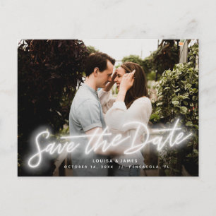 Neon Horizontal Foto Save the Date Postkarte