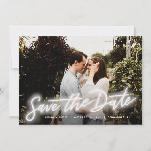 Neon Horizontales Foto Einladung (Vorderseite)