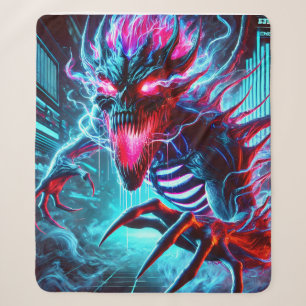 Neon-Horror-Monster Glühende Augen Cyberpunk Dunkl Sherpadecke