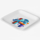 Neon Horse Jump Over H Letter Pappteller (Gewinkelt)