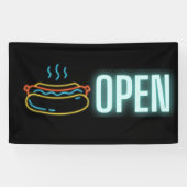 Neon Hot Dog Öffnen Indoor Vinyl Banner (Horizontal)