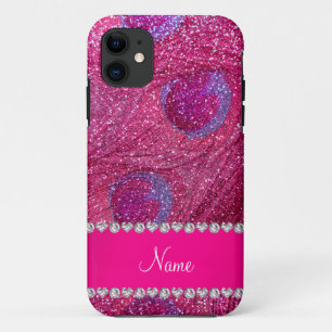 Neon Hot Pink Glitzer Pfauenfedern benennen Case-Mate iPhone Hülle