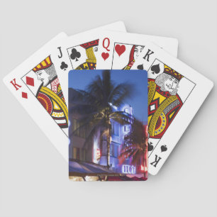 Neon hotel at night, Ocean Drive, South Miami Beac Spielkarten