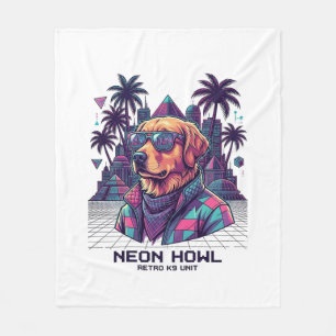 Neon Howl Retro K9 Unit Hund Sonnenbrille Palme_1 Fleecedecke