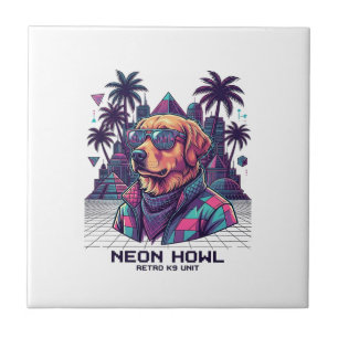 Neon Howl Retro K9 Unit Hund Sonnenbrille Palme_1 Fliese
