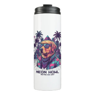 Neon Howl Retro K9 Unit Hund Sonnenbrille Palme_1 Thermosbecher