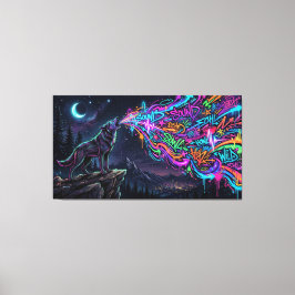 Neon Howl – Urban Wolf Energy Leinwanddruck