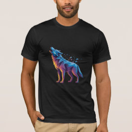 Neon Howling Wolf – Geometric Spirit T-Shirt