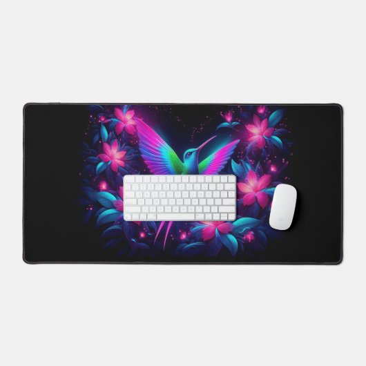 Neon Hummingbird, Augen fangende Neontiere Schreibtischunterlage (Tastatur & Maus)