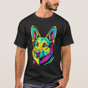 Neon-Hund Bunt Vektor-Porträt T-Shirt