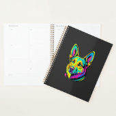 Neon-Hund buntes Vektorportrait Planer (Anzeige)