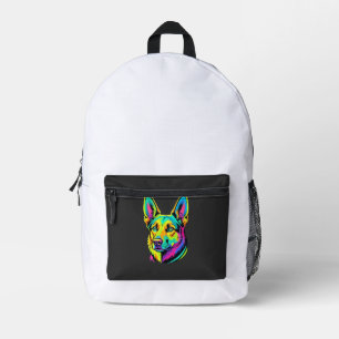 Neon-Hund Buntes Vektorporträt Bedruckter Rucksack