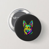 Neon-Hund Buntes Vektorporträt Button (Vorne & Hinten)