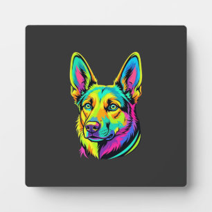 Neon-Hund Buntes Vektorporträt Fotoplatte