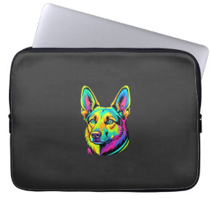 Neon-Hund buntes Vektorporträt Laptopschutzhülle