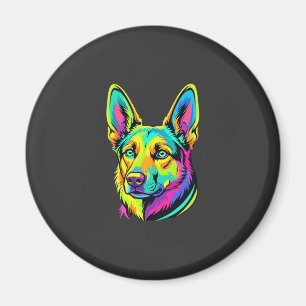 Neon-Hund Buntes Vektorporträt Magnet