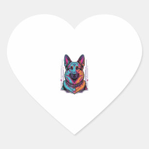 Neon-Hunde-Porträt Vintage-Stich Grafik_1 Herz-Aufkleber