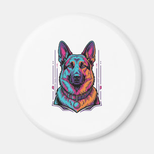 Neon-Hundeporträt Vintage-Gravur Grafik_1 Magnet