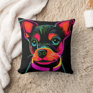 Neon-Hundewelpen-Kunst Kissen