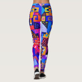 Neon Hyper Saturated Folk Art Quilt Leggings (Rückseite)