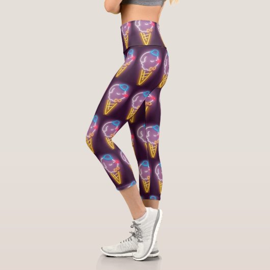 Neon Ice Cream Dog Capri Leggings (Links)