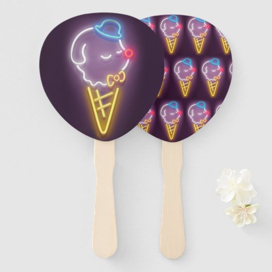 Neon Ice Cream Dog Fächer (Vorne und Hinten)