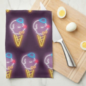 Neon Ice Cream Dog Geschirrtuch (Viertel Falte)
