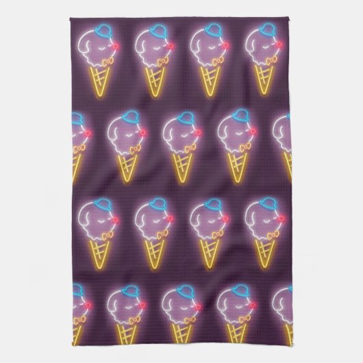 Neon Ice Cream Dog Geschirrtuch (Vertikal)