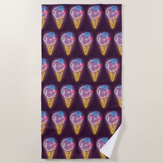 Neon Ice Cream Dog Strandtuch (Vorderseite)