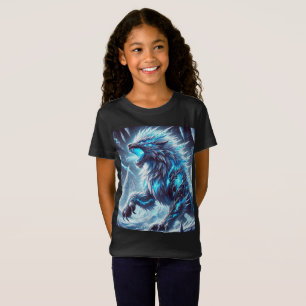 Neon Ice Dragon-Wolf T-Shirt T - Shirt Design.