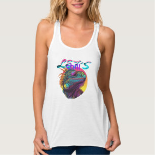 Neon Iguana - Retro 80er Lizard Art Tank Top