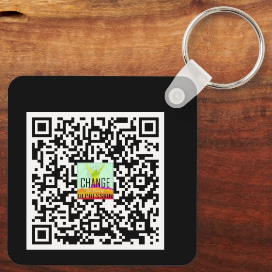 Neon_IHAVEDEPRESSION_ QR CODE Schlüsselanhänger (Rückseite)