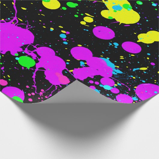 Neon, Imitate leuchten in Dunkelheit, Paint-Spritz Geschenkpapier (Ecke)