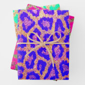 Neon Imitats Glitzer Leopard Print Geschenkpapier Set (Beispiel)