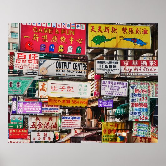 Neon in den Straßen von Hongkong Poster (Vorne)