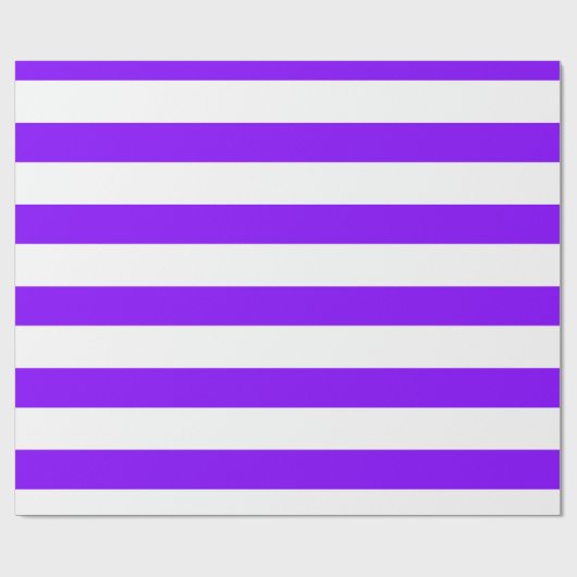 Neon Indigo und White Wide Horizontal Streifen Geschenkpapier (Flach)