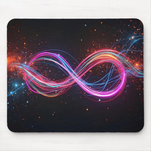 Neon Infinity Symbol in Bewegung Mousepad (Vorne)