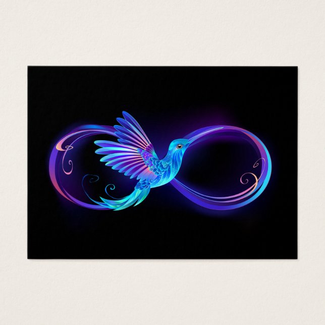 Neon Infinity Symbol mit dem leuchtenden Hummingbi (Vorderseite)