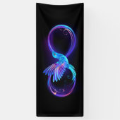 Neon Infinity Symbol mit dem leuchtenden Hummingbi Banner (Vertikal)