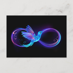 Neon Infinity Symbol mit dem leuchtenden Hummingbi Begleitkarte