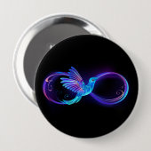 Neon Infinity Symbol mit dem leuchtenden Hummingbi Button (Vorne & Hinten)