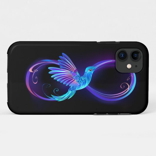 Neon Infinity Symbol mit dem leuchtenden Hummingbi Case-Mate iPhone Hülle (Rückseite (Horizontal))