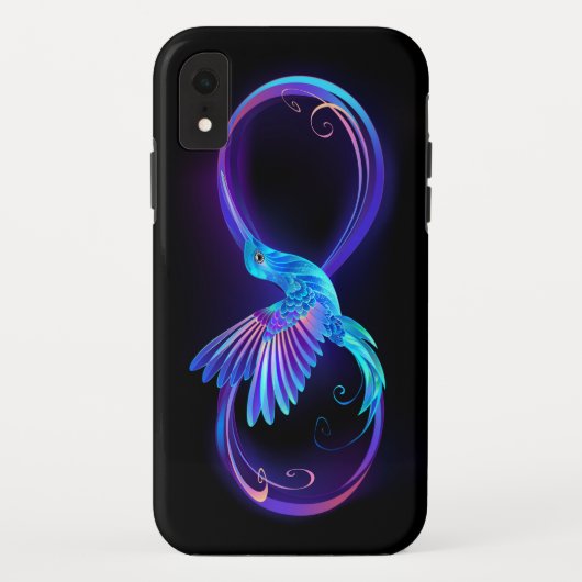 Neon Infinity Symbol mit dem leuchtenden Hummingbi Case-Mate iPhone Hülle (Rückseite)