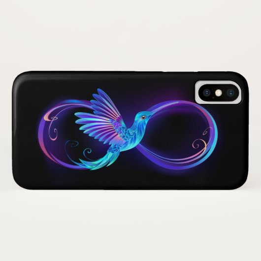 Neon Infinity Symbol mit dem leuchtenden Hummingbi Case-Mate iPhone Hülle (Rückseite (Horizontal))