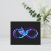 Neon Infinity Symbol mit dem leuchtenden Hummingbi Dankeskarte (Stehend Vorderseite)