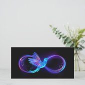 Neon Infinity Symbol mit dem leuchtenden Hummingbi Dankeskarte (Stehend Vorderseite)