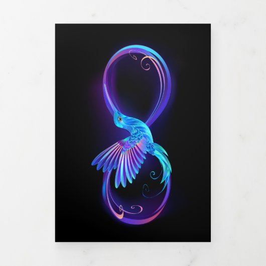Neon Infinity Symbol mit dem leuchtenden Hummingbi Dreifach Gefaltete Karte (Cover)