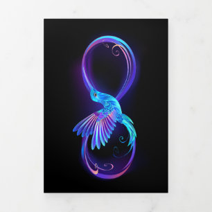 Neon Infinity Symbol mit dem leuchtenden Hummingbi Dreifach-gefaltete Programmkarte