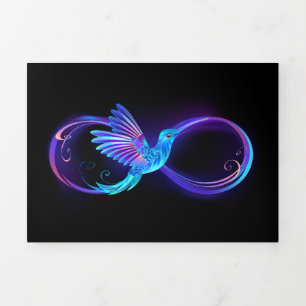 Neon Infinity Symbol mit dem leuchtenden Hummingbi Dreifach Gefaltete Urlaubskarte