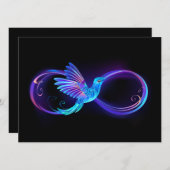 Neon Infinity Symbol mit dem leuchtenden Hummingbi Einladung (Vorne/Hinten)
